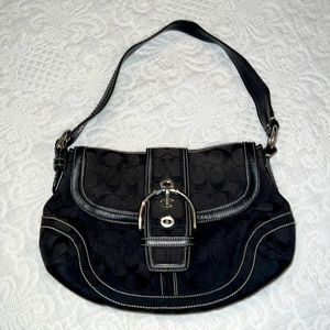 Black coach monogrammed shoulder bag